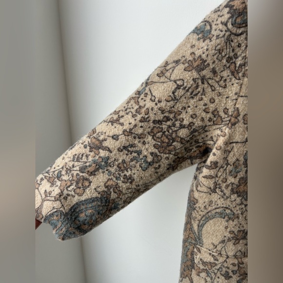 ZARA Long Wool Floral Coat Jacket Cosmic Astrology Zodiac Rose Garden - Picture 5 of 11